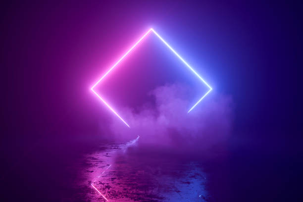 istock Abstract background with ultraviolet neon lights, glowing lines 2156491037
