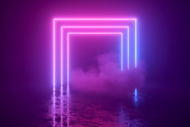 istock Abstract background with ultraviolet neon lights, glowing lines 2156491599