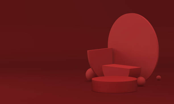 istock 3d podium pedestal red trendy display for product show presentation realistic vector 2156495059