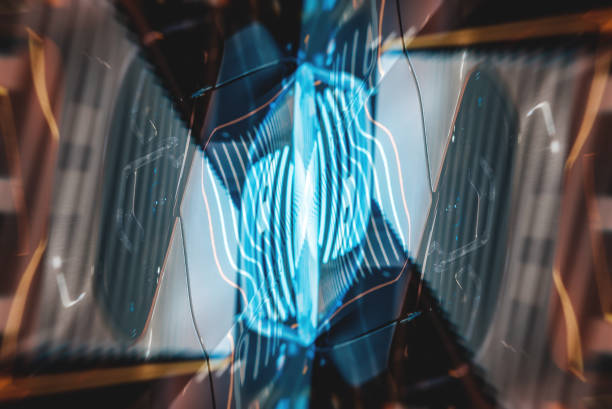 istock symmetry and geometry neon pattern, fractal and reflection virtual reality, abstract perspective with tech lines and glowing light 2156497376