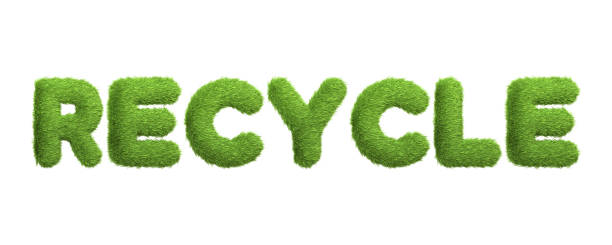 istock The word RECYCLE written in a green grass texture, promoting environmental responsibility and the importance of recycling, isolated on a white background 2156499806