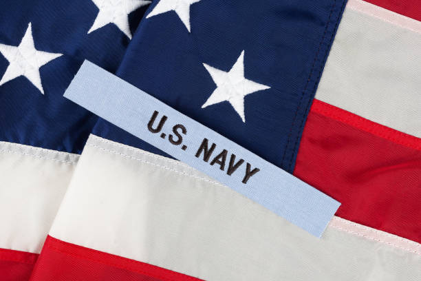 istock US Navy Branch Tape on national USA flag 2156500663