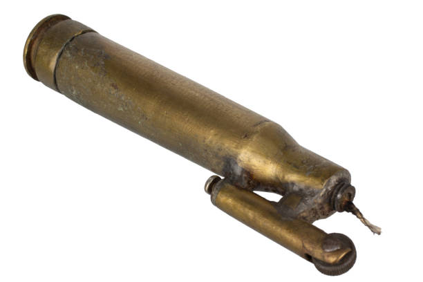 istock Vintage lighter handmade from ammo case isolated on a white. 2156500780
