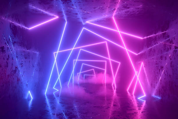 istock Abstract background with ultraviolet neon lights, glowing lines 2156503736
