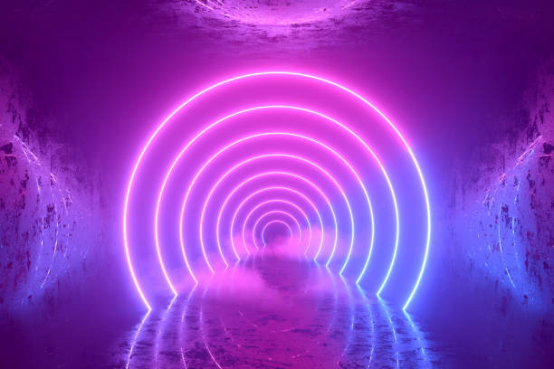 istock Abstract background with ultraviolet neon lights, glowing lines 2156503828