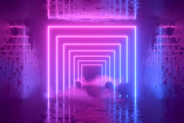 istock Abstract background with ultraviolet neon lights, glowing lines 2156503889