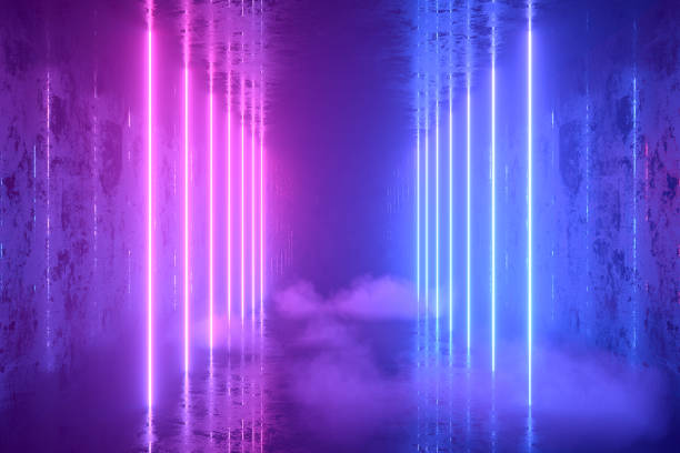 istock Abstract background with ultraviolet neon lights, glowing lines 2156503971