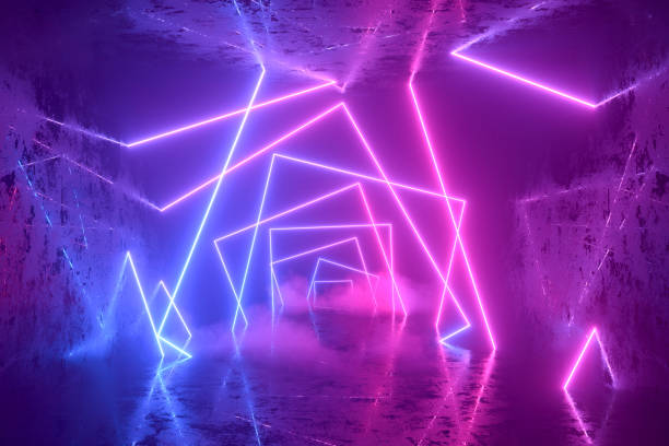 istock Abstract background with ultraviolet neon lights, glowing lines 2156503996