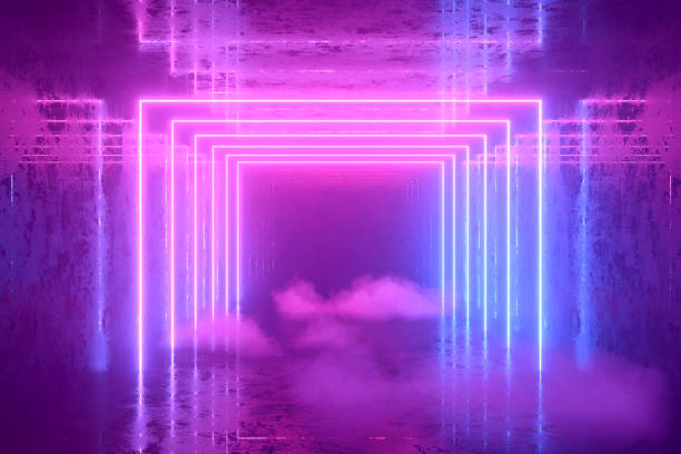 istock Abstract background with ultraviolet neon lights, glowing lines 2156504023
