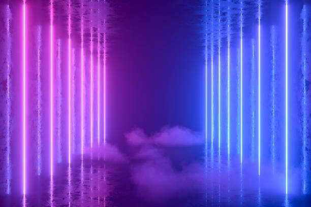 istock Abstract background with ultraviolet neon lights, glowing lines 2156504049