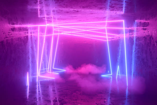 istock Abstract background with ultraviolet neon lights, glowing lines 2156504103