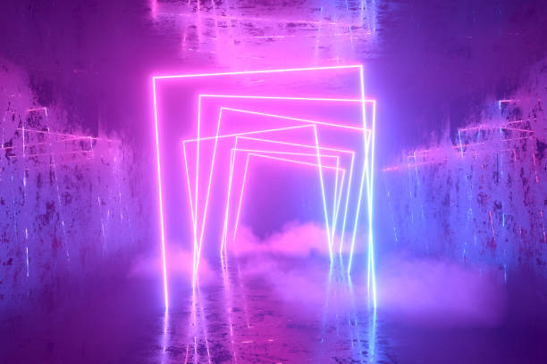 istock Abstract background with ultraviolet neon lights, glowing lines 2156504224
