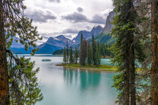 istock Spirit Island Boat Excursion, Jasper, Canada 2156504235