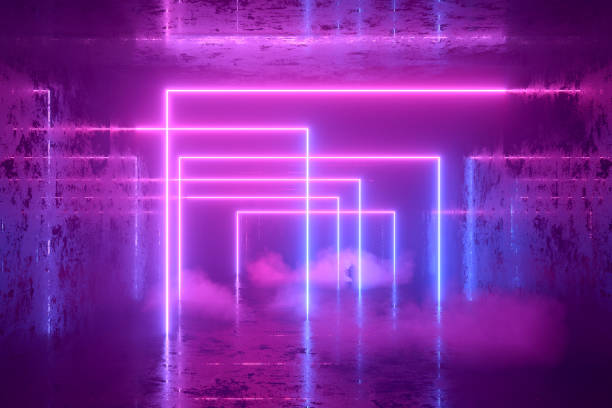 istock Abstract background with ultraviolet neon lights, glowing lines 2156504253