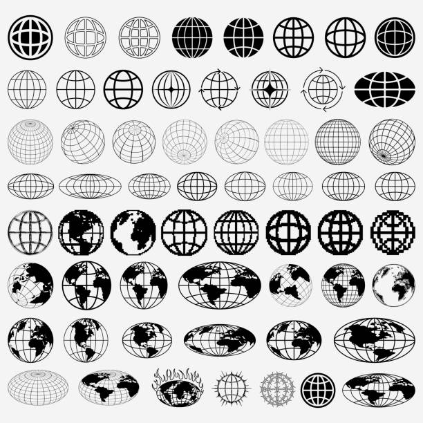 kuvapankkikuvitukset aiheesta set of globe icon vector design. collection of planet earth world signs. website url symbol. streetwear graphic element. - planeetta
