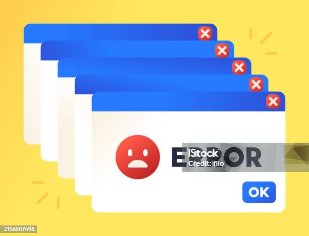 Error Mistake Problem Warning Notification Window Stock Illustration ...