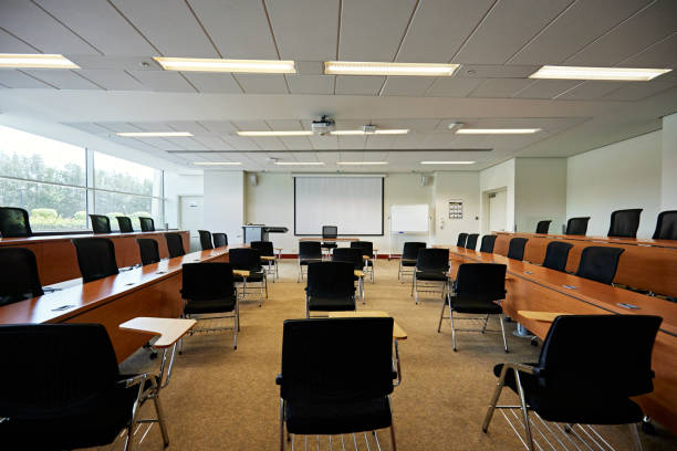 istock Chairs and table in university meeting room 2156508722