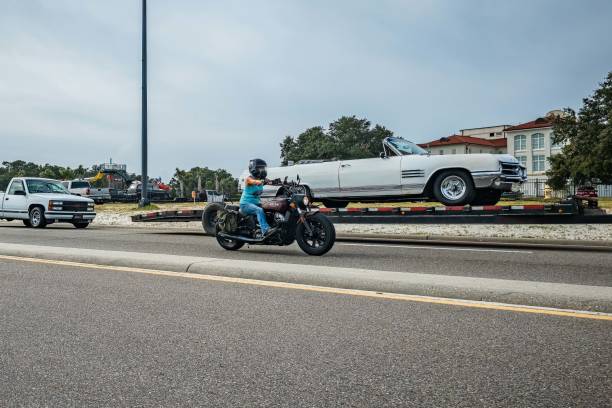 Haworth, New Jersey, USA – September 15, 2024: The police escort motorcycles from various towns, parked after the annual Andiamo Benefit Motorcycle run. The huge motorcycle rally attracts more than a thousand motorcycle enthusiasts. The large event proceeds will benefit charities.