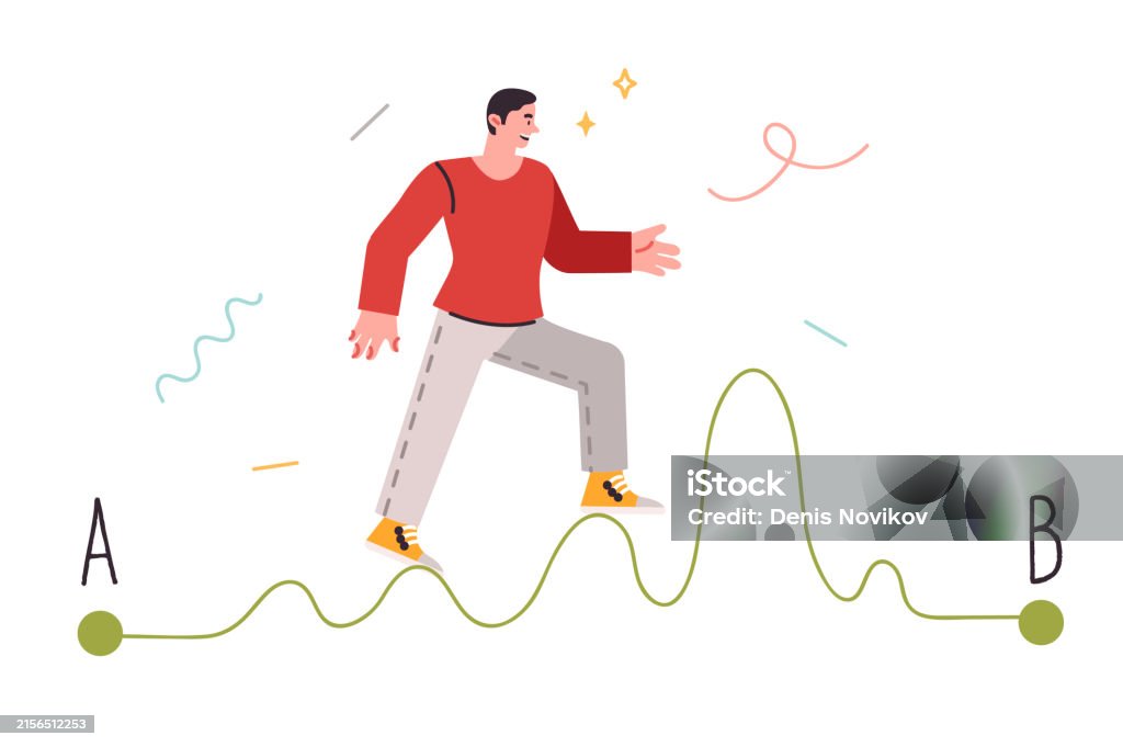 Challenge Path Challenge For Man Walking Along Difficult Winding Path And Trying To ...