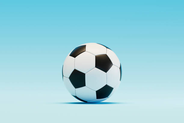 istock Soccer ball on blue background 2156513015