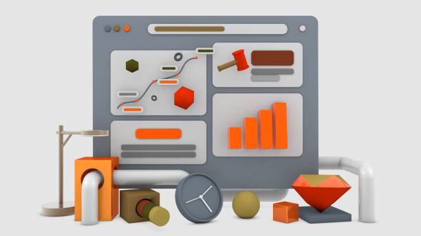 istock 3d illustration of web user interface with geometrical shapes around it 2156515626