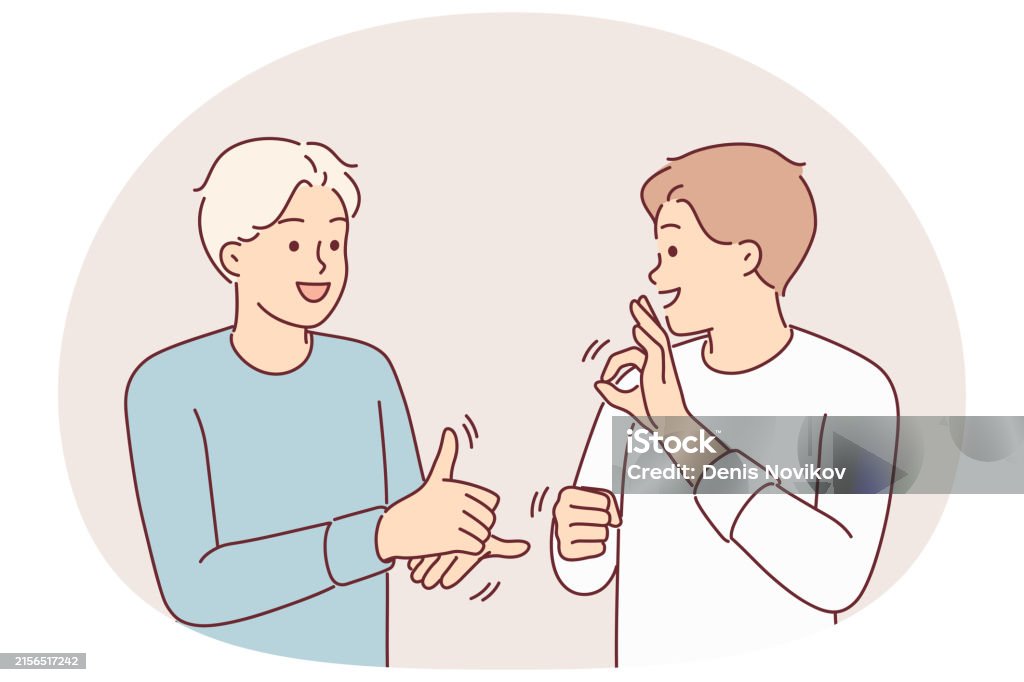 Problem In Sign Language Man Teaches Friend Sign Language To Be Able To Communicate With People ...