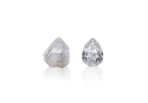 Dazzling diamond before and after uncut transparent background. vector