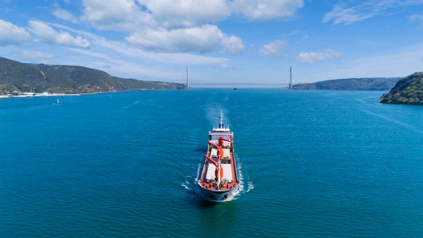 istock Aerial view of general cargo ship in transit. Istanbul Bosphorus. 2156520707