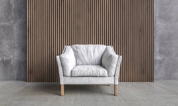 istock Modern white armchair against textured wall 2156520959