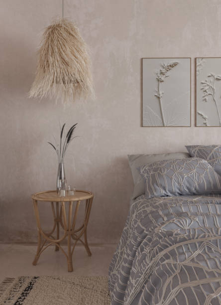 istock Beach House Mediterranean Bedroom Interior, 3D Rendering. 2156521635