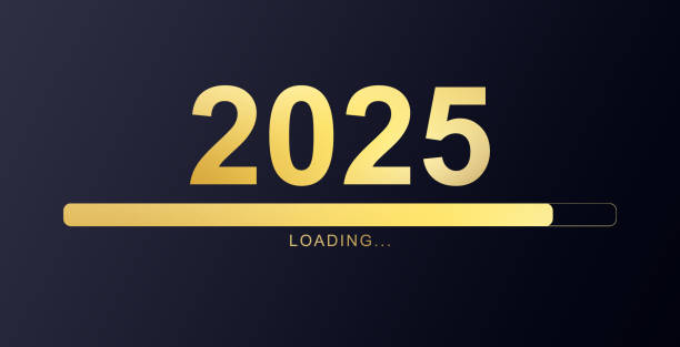 istock Loading new year 2025. Greeting card bright sparkles. Colorful dust loading bar Happy New Year 2025, Sparks glitter special light effect, Illustration 2156527334