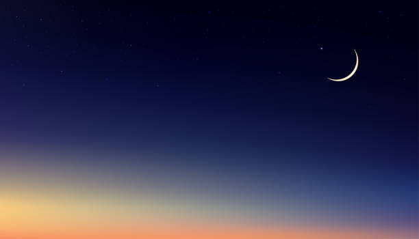 istock Sky Night,Ramadan Kareem Background with Crescent Moon,Star and Twilight Dusk Sky,Vector Greeting festive for symbolic of Muslim culture ,Eid Mubarak,Eid al adha,Eid al fitr,Islamic new year,Muharram 2156535365