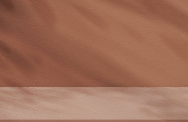 Autumn,Fall Background,Beige Podium Display with Shadow Leaves on Cement Wall Room,Empty Studio Room background with branches leaf shadow on table ,Concept for Product presentation,Sale Online Summer