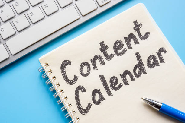 istock Keyboard and content calendar for social media marketing. 2156538466