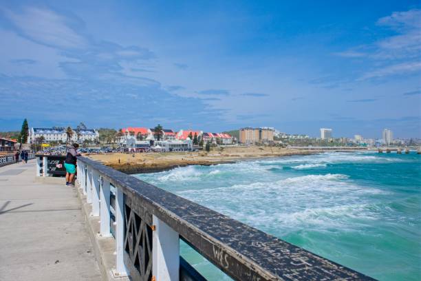 Gqeberha (Port Elizabeth), South Africa - December 29, 2023: View from Shark Rock Pier at Hobie Beach