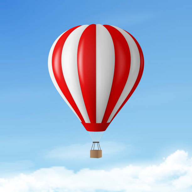 istock Vector Travel Banner with 3d Realistic Hot Air Balloon Icon on a Blue Sky Background. Design Template, Summer Vacation, Travelling, Tourism and Journey Concept 2156543268