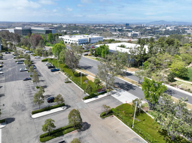 istock Aerial view of open car parking lot 2156553208