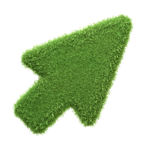 istock An arrow cursor symbol crafted from dense green grass isolated on a white background 2156557177