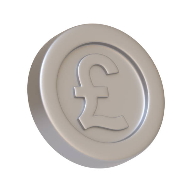 istock Silver coin with pound sign isolated on white background 2156557196