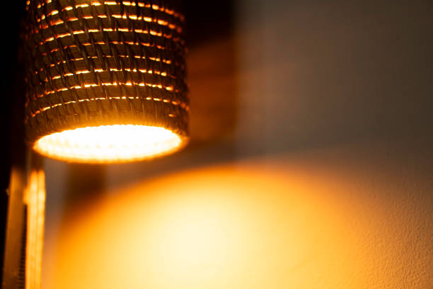 istock Woven lampshade with warm light bulb 2156566932