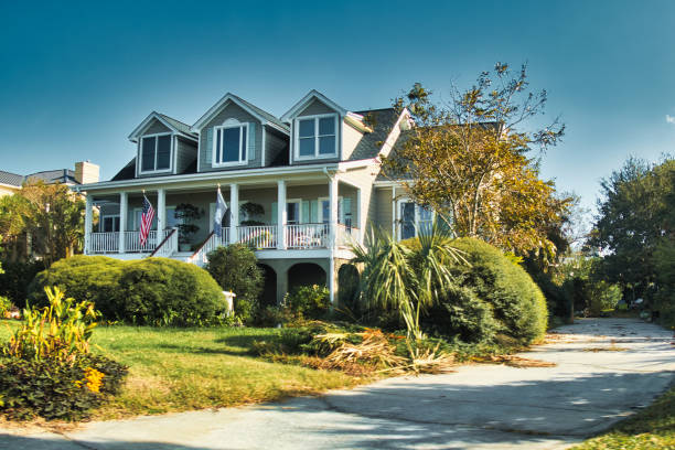 charleston, united states - november 5 2022: elegant luxurious property home or real estate in coastal neighborhood Charleston