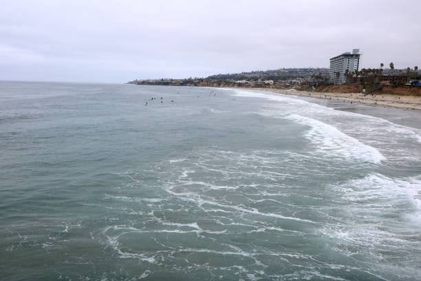 Breezy morning surf at North Pacific Beach, San Diego, California