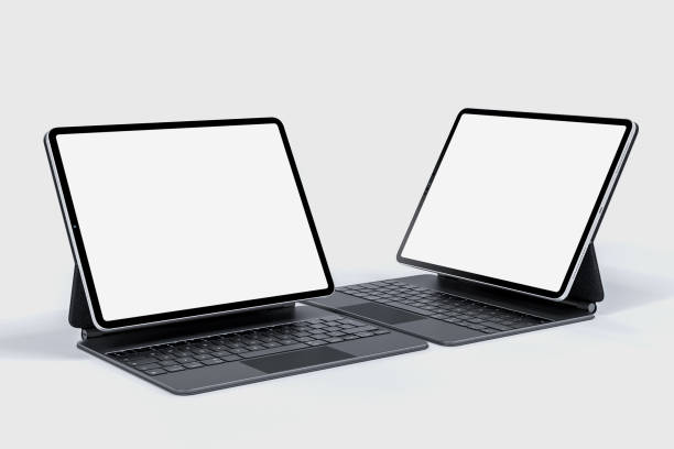 istock Realistic Digital tablet with empty screen. Mockup Scene Template for presentation branding, corporate identity, advertising, branding identity global business, website design, app 2156580527