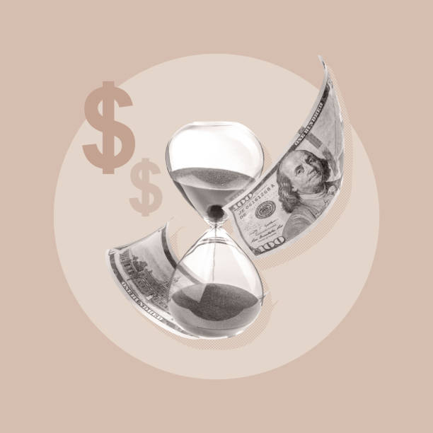 istock Time is money concept with hourglass and currency 2156580719