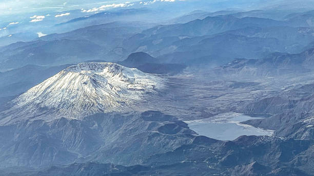 The view of the mountain from an airplane window