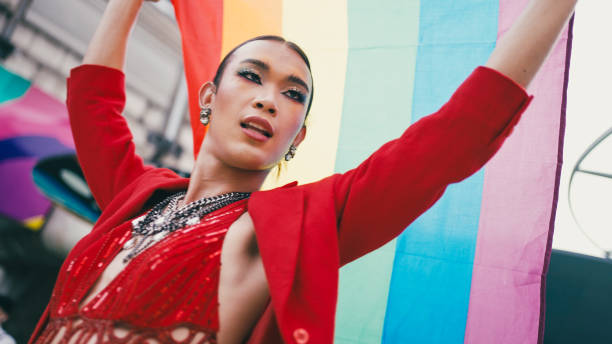 istock LGBTQIA Flag over the head. 2156581819