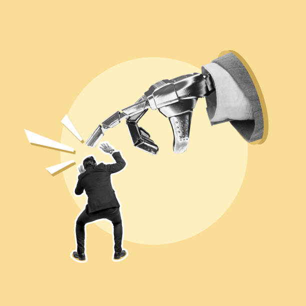 istock A robotic business hand pointing at a tiny businessman 2156582387