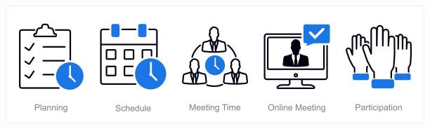 istock A set of 5 Meeting icons as planning, schedule, meeting time 2156591447
