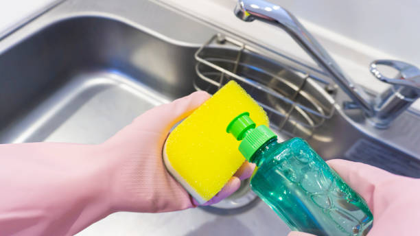 istock foam from a dishwashing sponge in the kitchen 2156592332