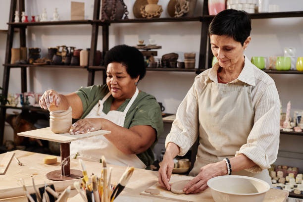 istock Two Senior Women Making Handmade Ceramics 2156595461